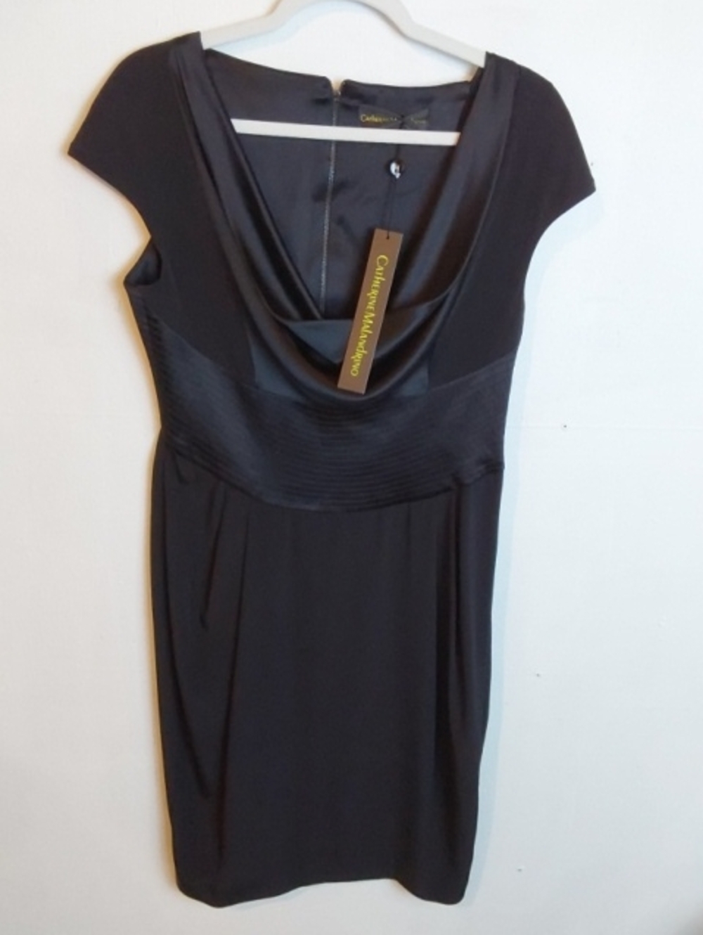 Catherine Malandrino|Black Cowl Neck Cap-Sleeve Mini  Dress Career Wear Sz.10